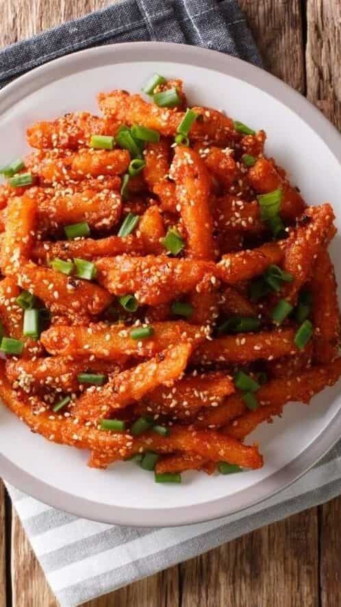 Sweet Chili Fries with Onions